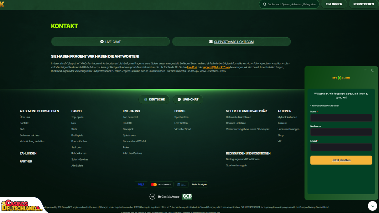 MyLuck Casino Unterstützung