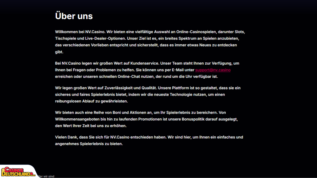 NV Casino Unterstützung