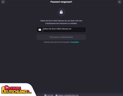 NeedForSlots Casino Problem beim Einloggen