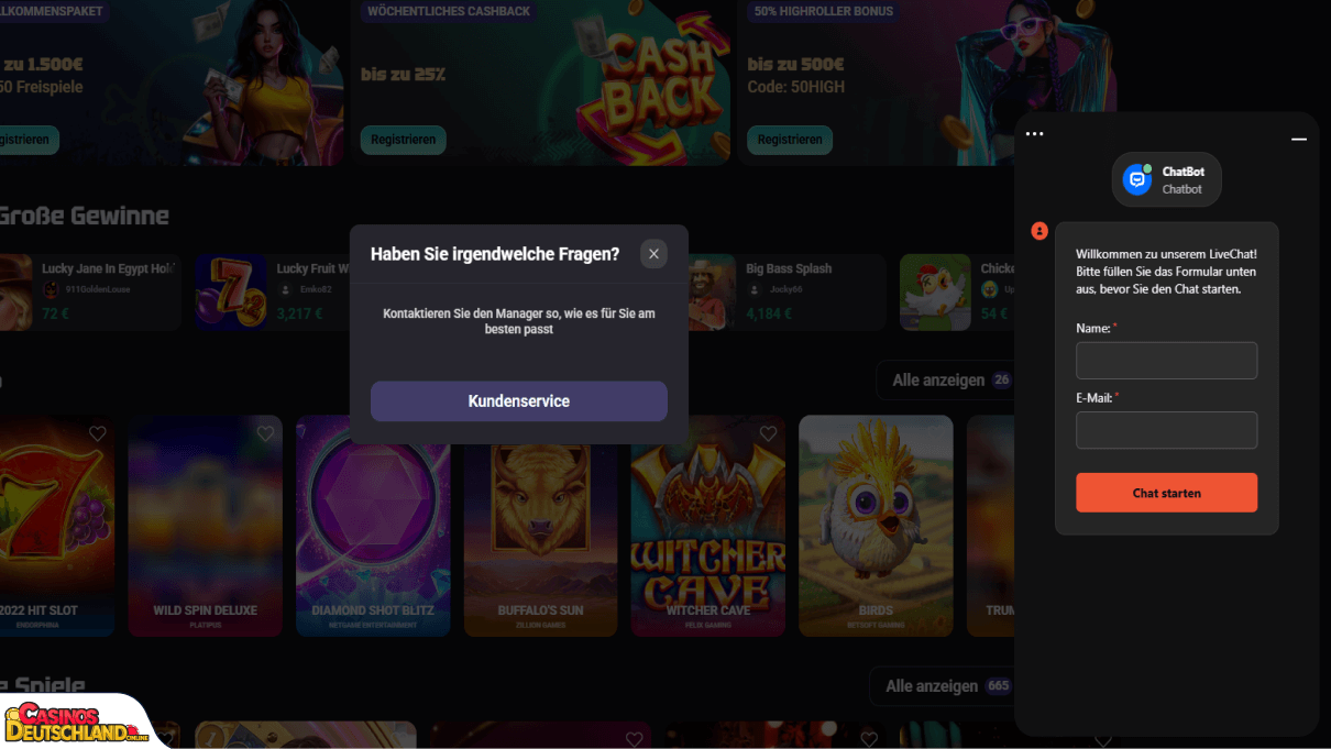NeedForSlots Casino Unterstützung