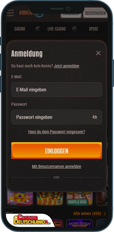 Neon54 Casino Anmeldung