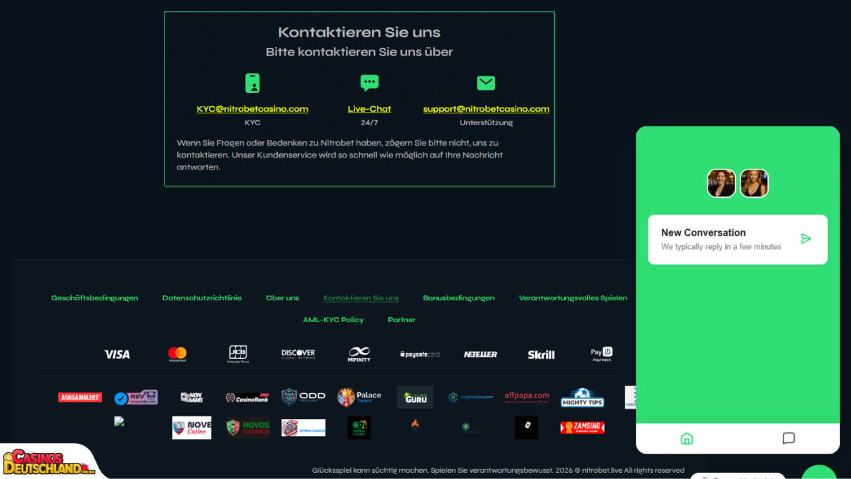 Nitrobet Casino Unterstützung
