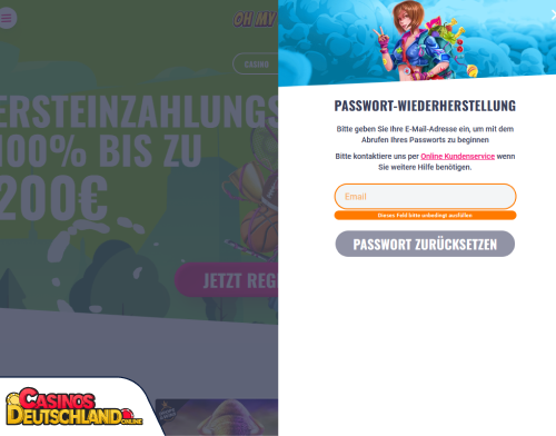 OhMySpins Casino Problem beim Einloggen