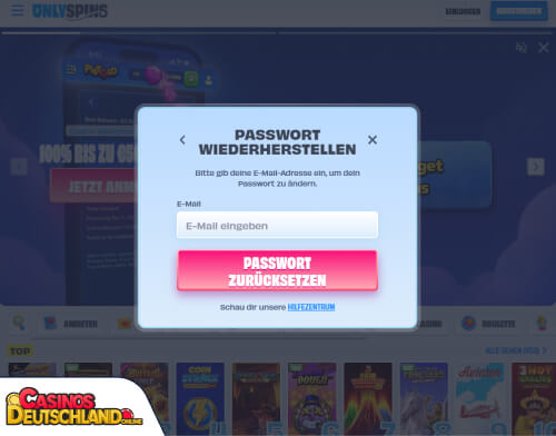 OnlySpins Casino Problem beim Einloggen