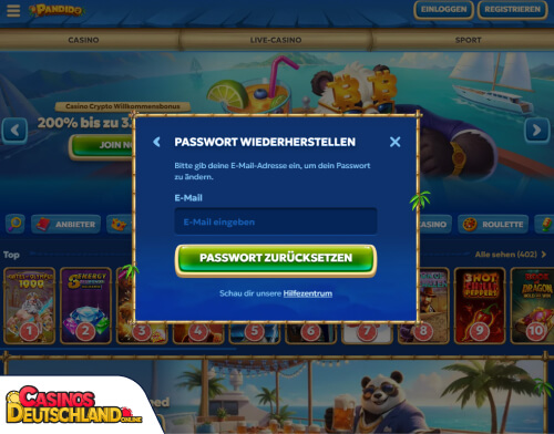 Pandido Casino Problem beim Einloggen