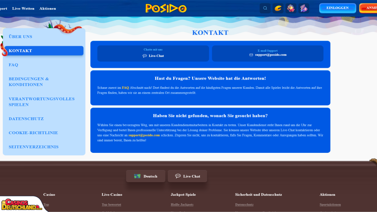 Posido Casino Unterstützung