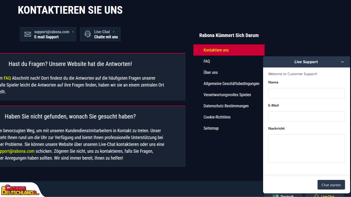 Rabona Casino Unterstützung