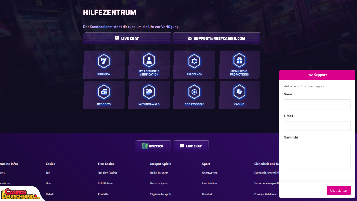 RobyCasino Casino Unterstützung