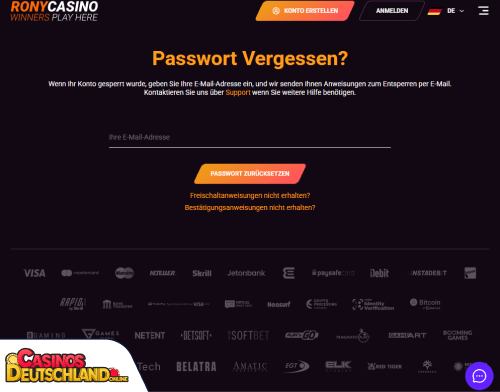 RonyCasino Problem beim Einloggen