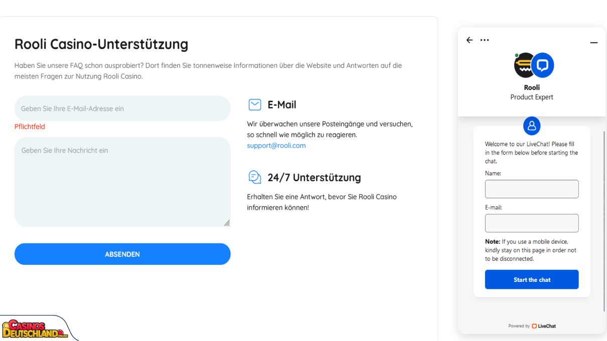 Rooli Casino Unterstützung