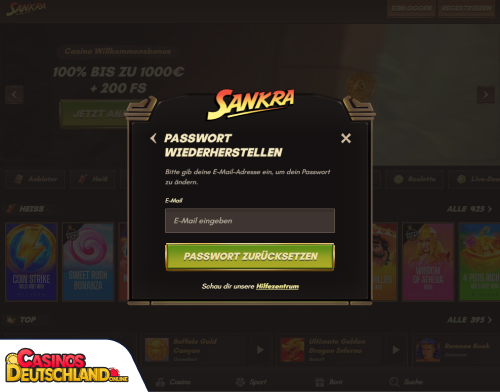 Sankra Casino Problem beim Einloggen