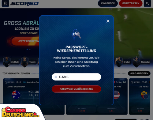 Scored Casino Problem beim Einloggen
