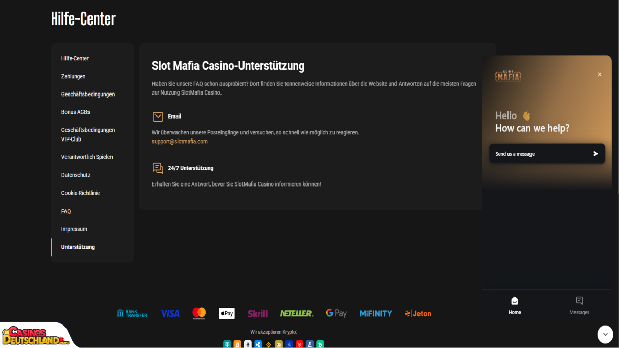 Slot Mafia Casino Unterstützung