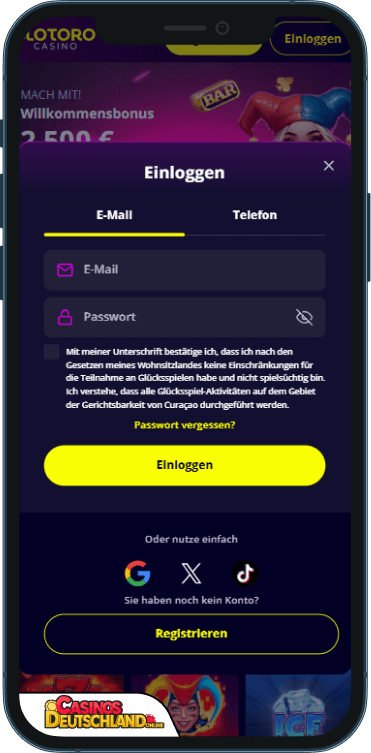 Slotoro Casino Anmeldung