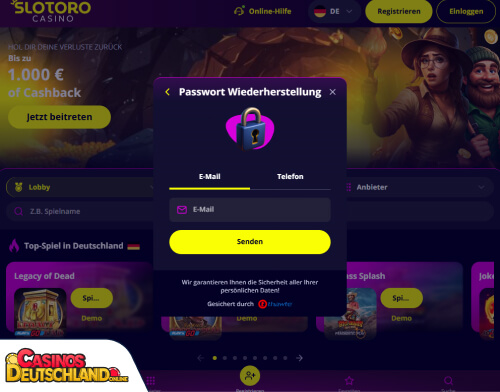 Slotoro Casino Problem beim Einloggen