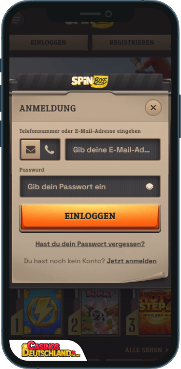 SpinBoss Casino Anmeldung