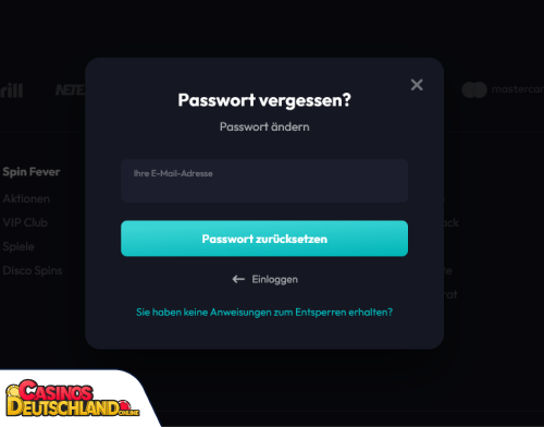 SpinFever Casino Problem beim Einloggen