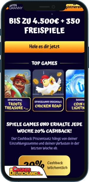 SpinGranny Casino Mobile app