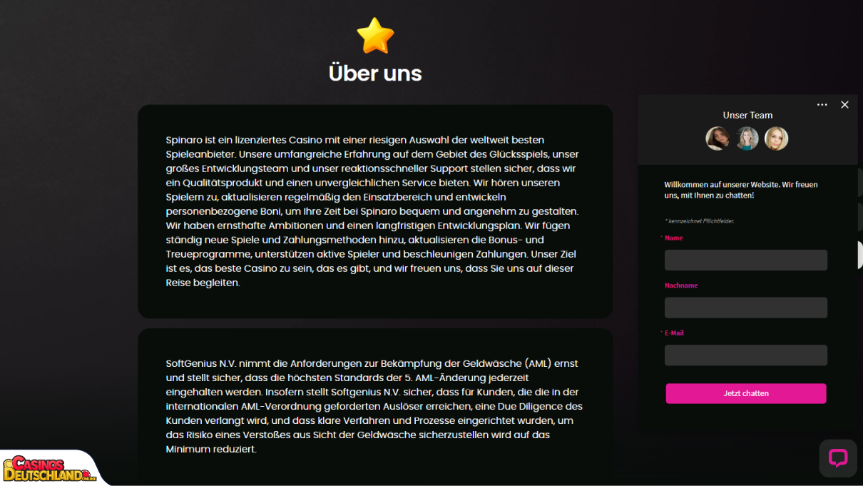Spinaro Casino Unterstützung