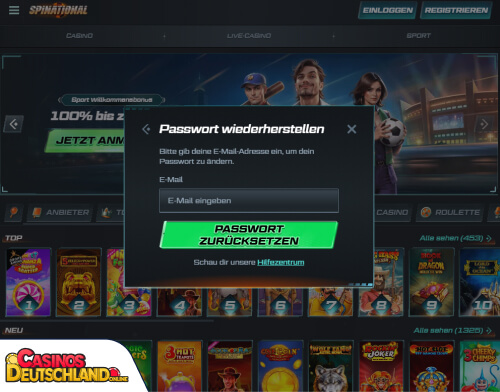 Spinational Casino Problem beim Einloggen