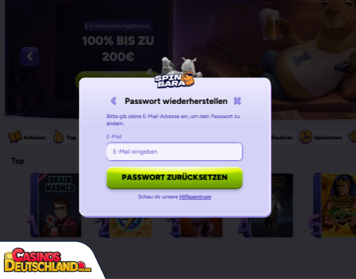Spinbara Casino Problem beim Einloggen