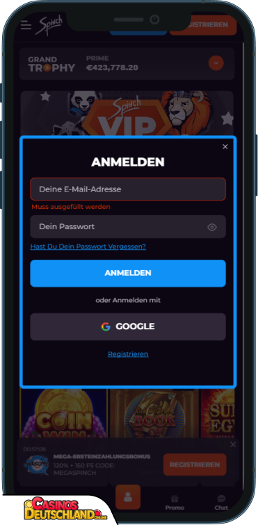 Spinch Casino Anmeldung