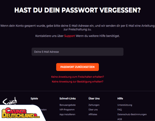 Spinch Casino Problem beim Einloggen