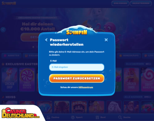 Spinfin Casino Problem beim Einloggen