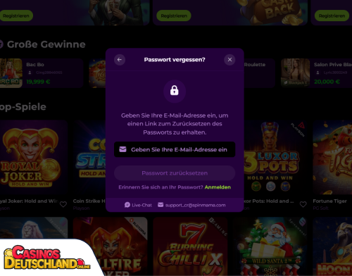 Spinmama Casino Problem beim Einloggen