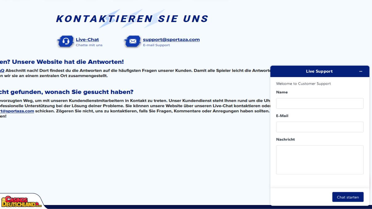 Sportaza Casino Unterstützung