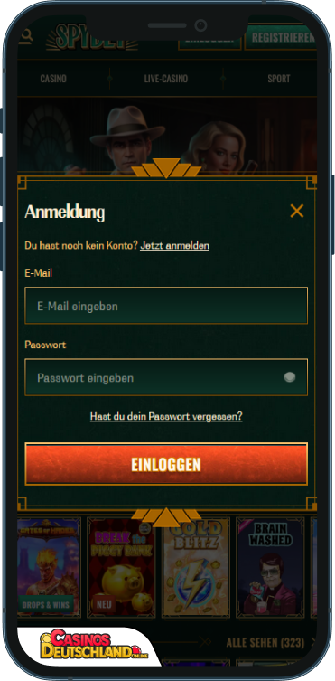 SpyBet Casino Anmeldung