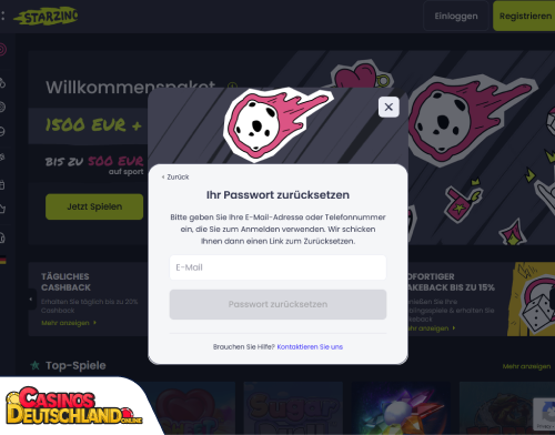Starzino Casino Problem beim Einloggen