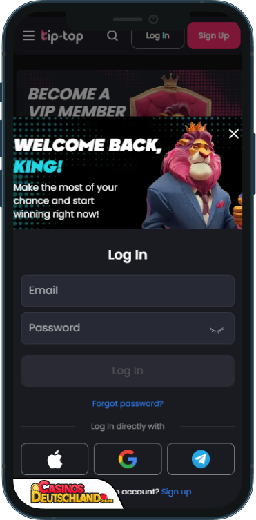 Tip-Top Bet Casino Anmeldung