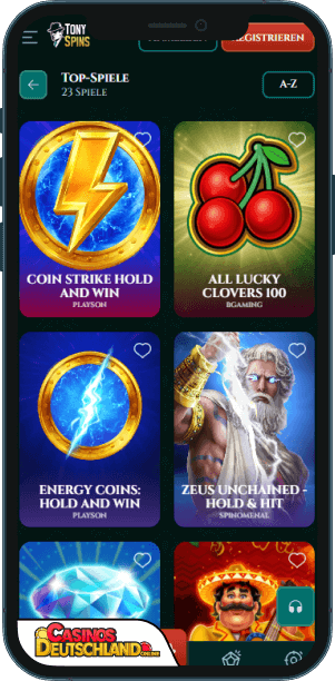 TonySpins Casino Mobile app