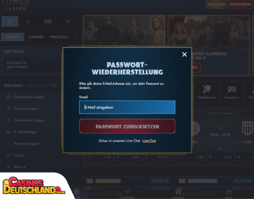 TowerCasino Problem beim Einloggen