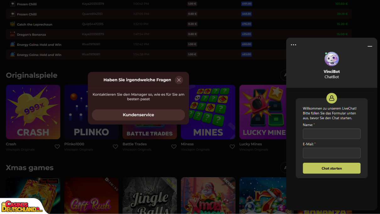 VinciSpin Casino Unterstützung