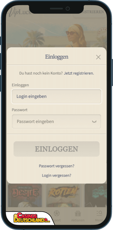 VipLuck Casino Anmeldung