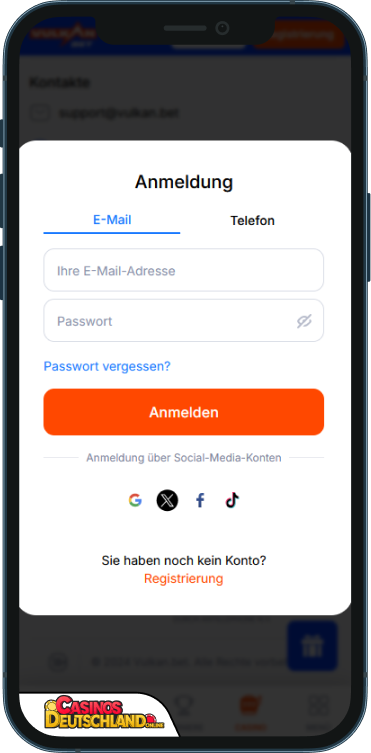 VulkanBet Casino Anmeldung