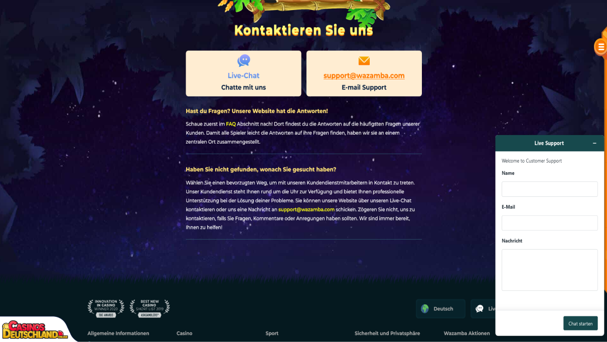 Wazamba Casino Unterstützung