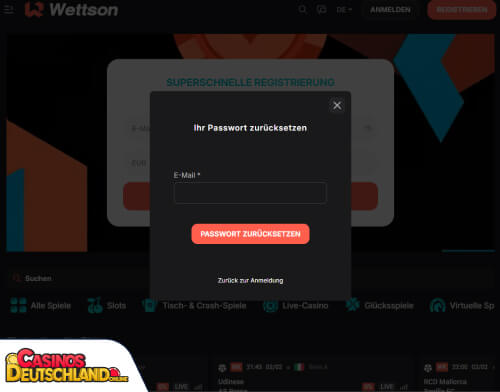 Wettson Casino Problem beim Einloggen