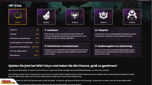 Wild Tokyo Casino vip program