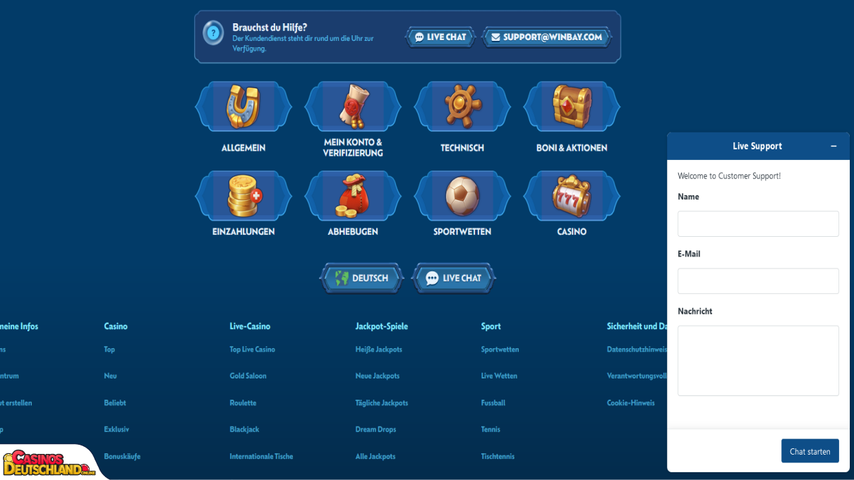 WinBay Casino Unterstützung