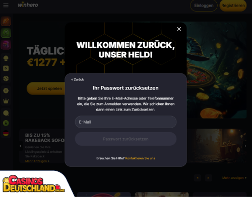 WinHero Casino Problem beim Einloggen