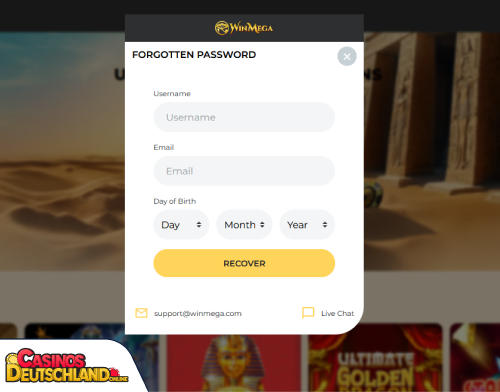 WinMega Casino Problem beim Einloggen