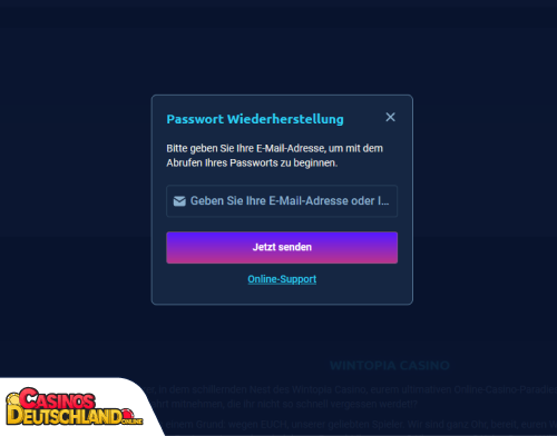 Wintopia Casino Problem beim Einloggen
