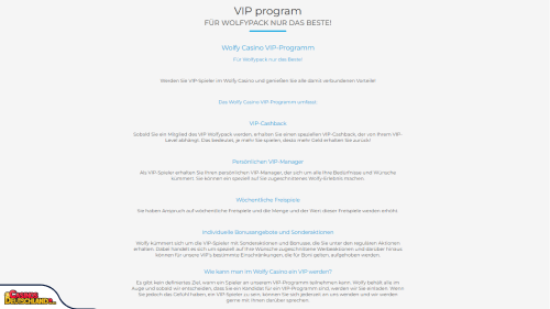 Wolfy Casino vip program