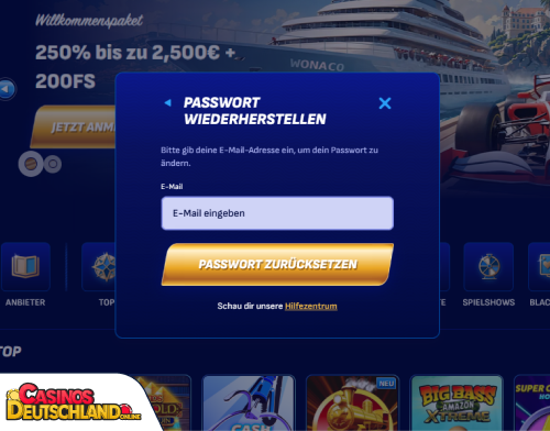 Wonaco Casino Problem beim Einloggen
