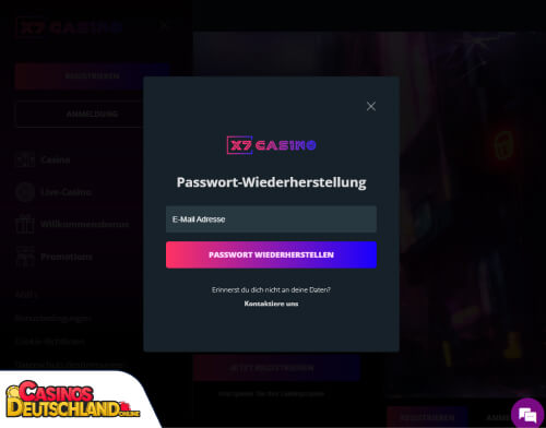 X7 Casino Problem beim Einloggen