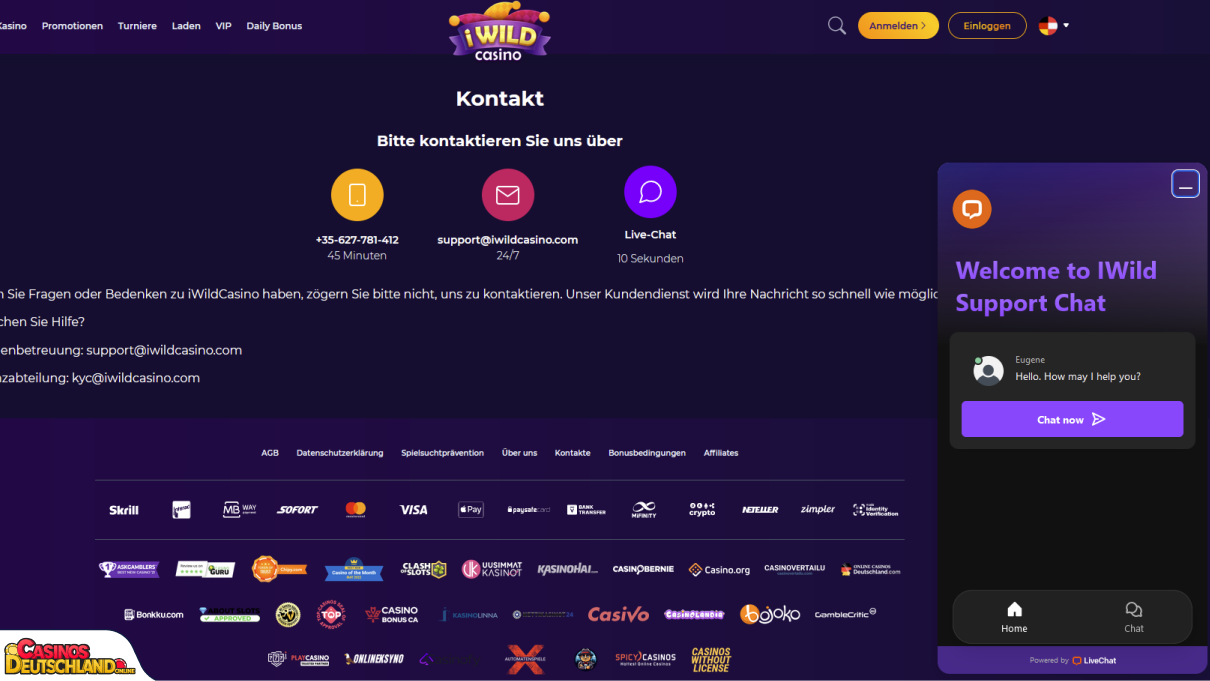 iWild Casino Unterstützung